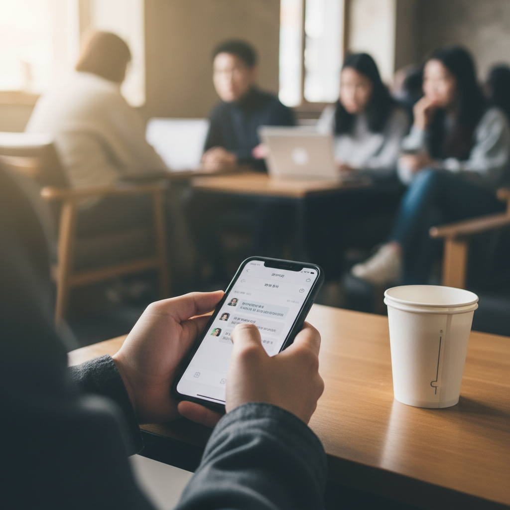 Student using Korean AI chatbot on smartphone