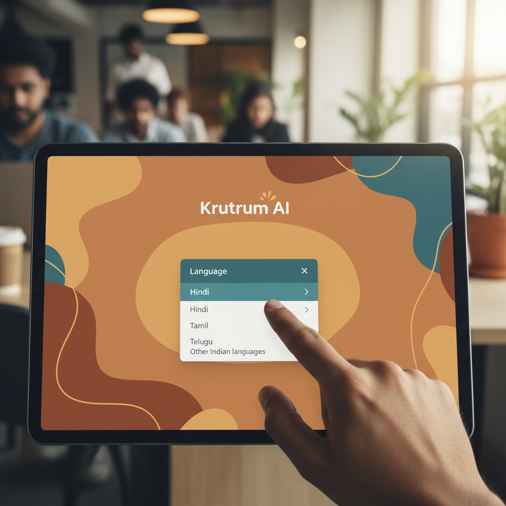 Krutrim AI Bollywood music tool on a tablet i