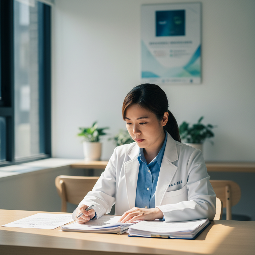 Taipei morning street scene near hospital