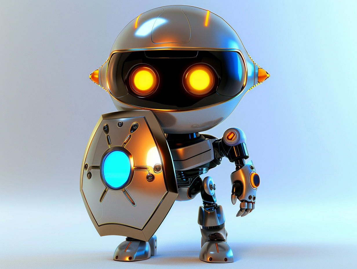 A robot with a shield